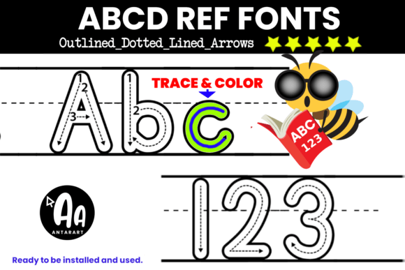 Enhancing Print Alphabet Learning with Abcd Ref Outlined Dotted Arrows Lined Font